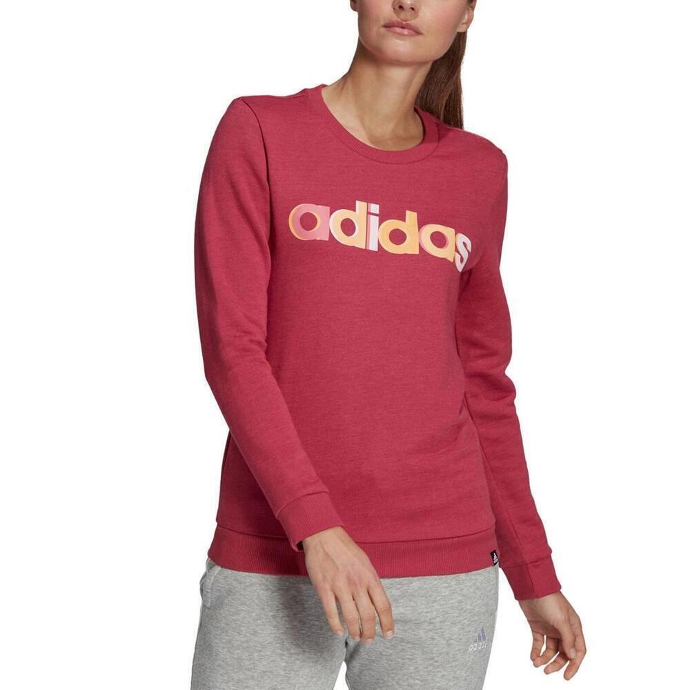 New Adidas Women's Multi-Color Logo Long Sleeve Top, Color: Wild Pink, Size: M - Picture 1 of 5